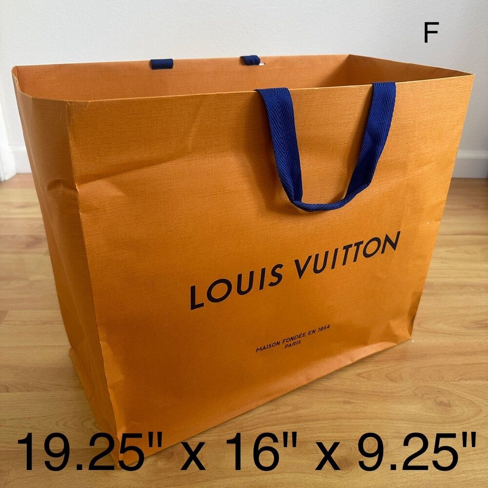 LV Louis Vuitton Paper Shopping Bag - orange XL, 19.25" x 16" x 9.25" [F]